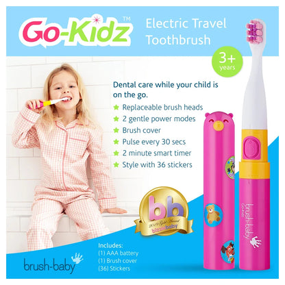 Brush-Baby Go-Kidz Electric Toothbrush for Toddlers (Pink)