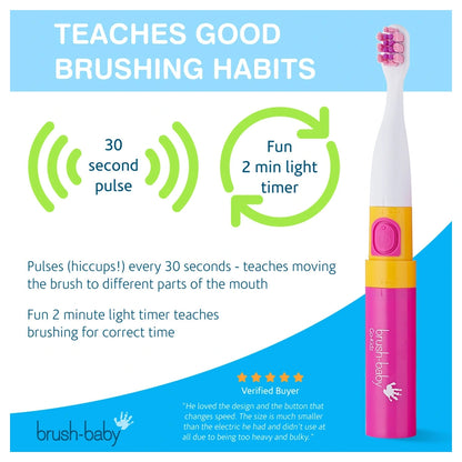 Brush-Baby Go-Kidz Electric Toothbrush for Toddlers (Pink)