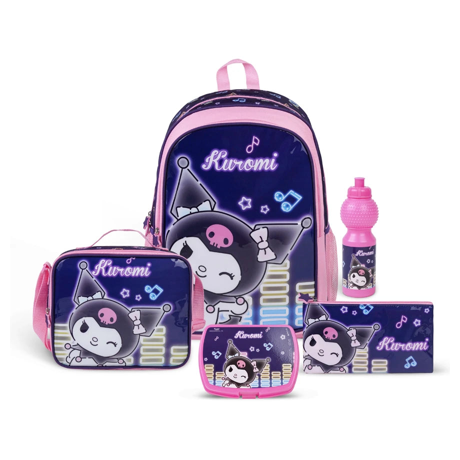 Sanrio Kuromi Check The Beat 5 In 1 Backpack Set 18"