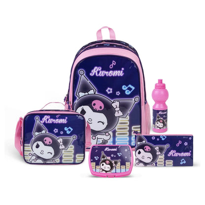Sanrio Kuromi Check The Beat 5 In 1 Backpack Set 18"