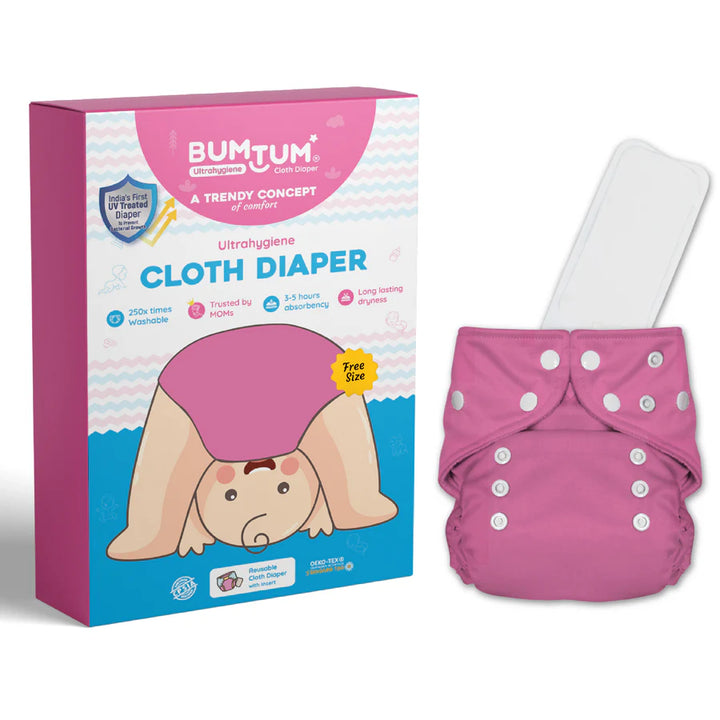 Bumtum Baby Cloth Diaper Free Size (Pink)