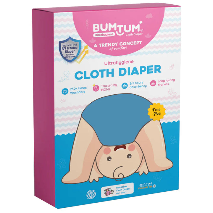 Bumtum Baby Cloth Diaper Free Size (Blue)