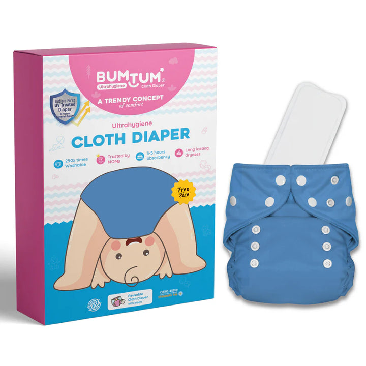 Bumtum Baby Cloth Diaper Free Size (Blue)