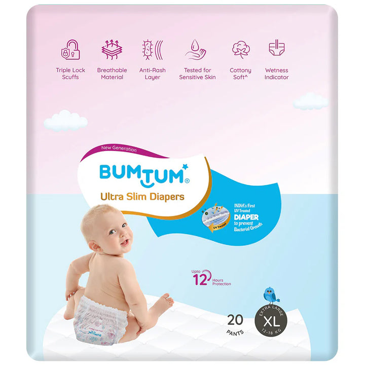 Bumtum UltraSlim Baby Pant Style Diapers XL - Pack of 20