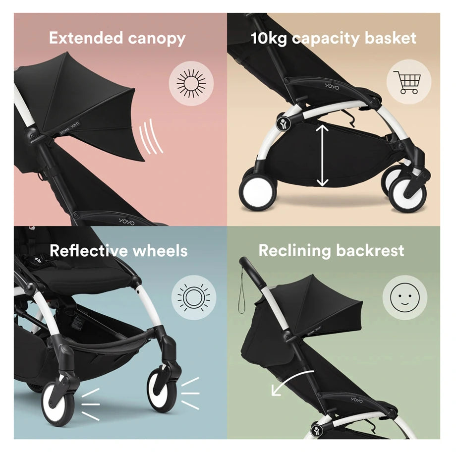 Stokke YOYO³ White Frame - 0+ Newborn Pack & 6+ Color Pack Bundle