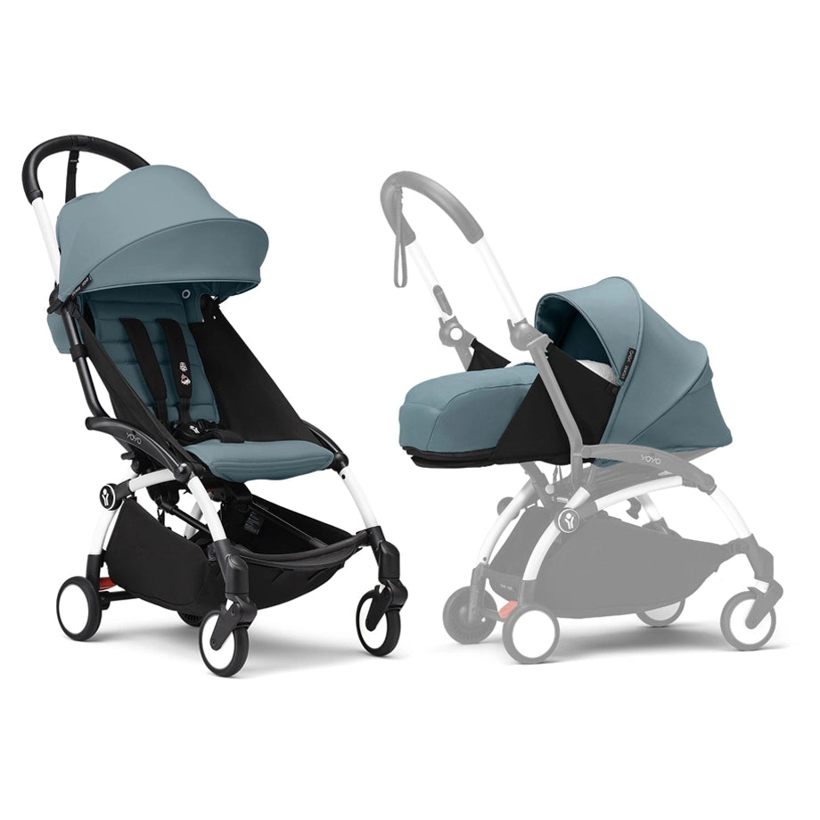 Stokke YOYO³ White Frame - 0+ Newborn Pack & 6+ Color Pack Bundle