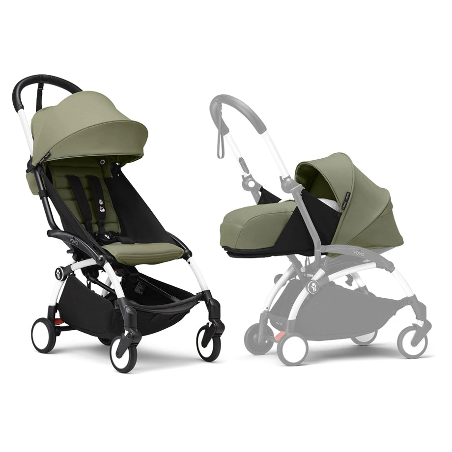 Stokke YOYO³ White Frame - 0+ Newborn Pack & 6+ Color Pack Bundle