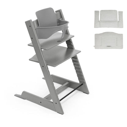 Stokke Tripp Trapp Stormgrey + Baby Set + Cushion (Nordic Grey)