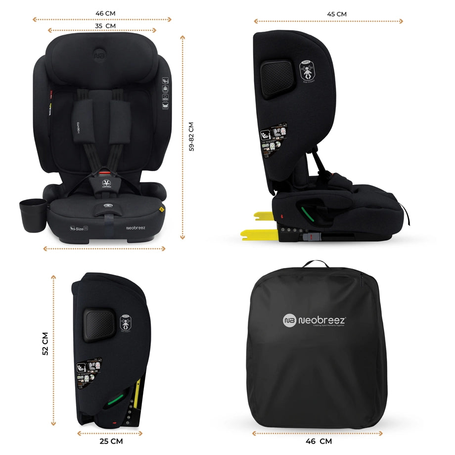 Neobreez-i-Gento Compact Air Travel Car Seat Group 1/2/3 (Black)