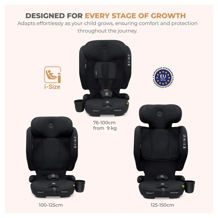 Neobreez-i-Gento Compact Air Travel Car Seat Group 1/2/3 (Black)