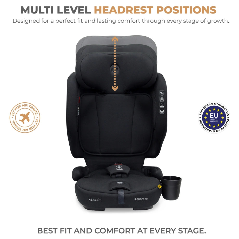 Neobreez-i-Gento Compact Air Travel Car Seat Group 1/2/3 (Black)