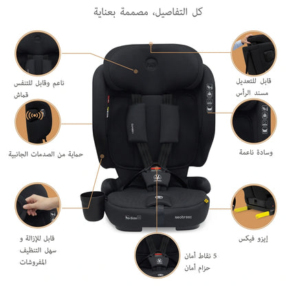 Neobreez-i-Gento Compact Air Travel Car Seat Group 1/2/3 (Black)