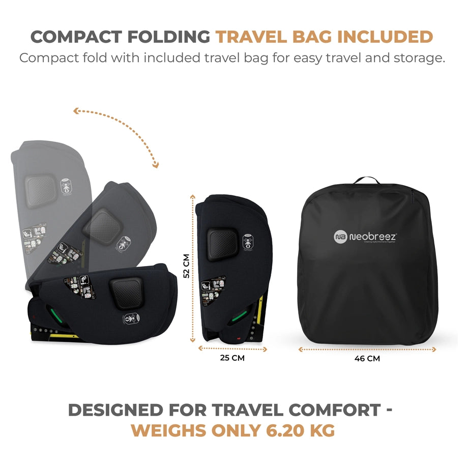 Neobreez-i-Gento Compact Air Travel Car Seat Group 1/2/3 (Black)
