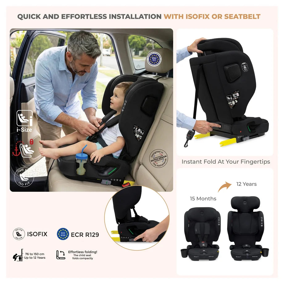 Neobreez-i-Gento Compact Air Travel Car Seat Group 1/2/3 (Black)