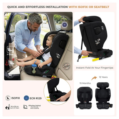 Neobreez-i-Gento Compact Air Travel Car Seat Group 1/2/3 (Black)