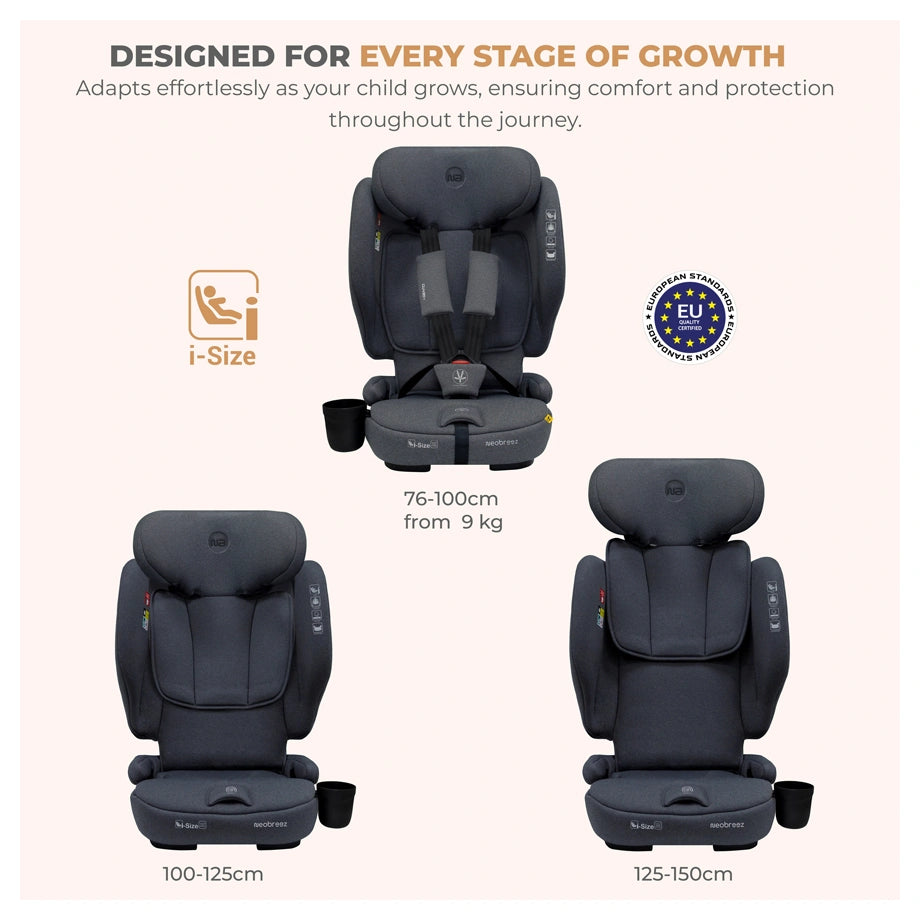 Neobreez-i-Gento Compact Air Travel Car Seat Group 1/2/3 (Grey)
