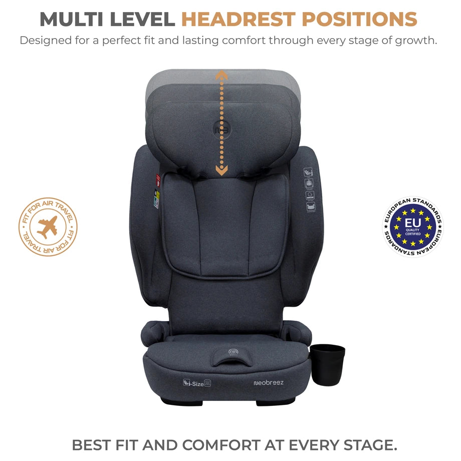 Neobreez-i-Gento Compact Air Travel Car Seat Group 1/2/3 (Grey)