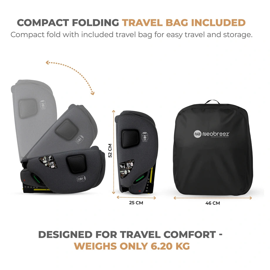 Neobreez-i-Gento Compact Air Travel Car Seat Group 1/2/3 (Grey)