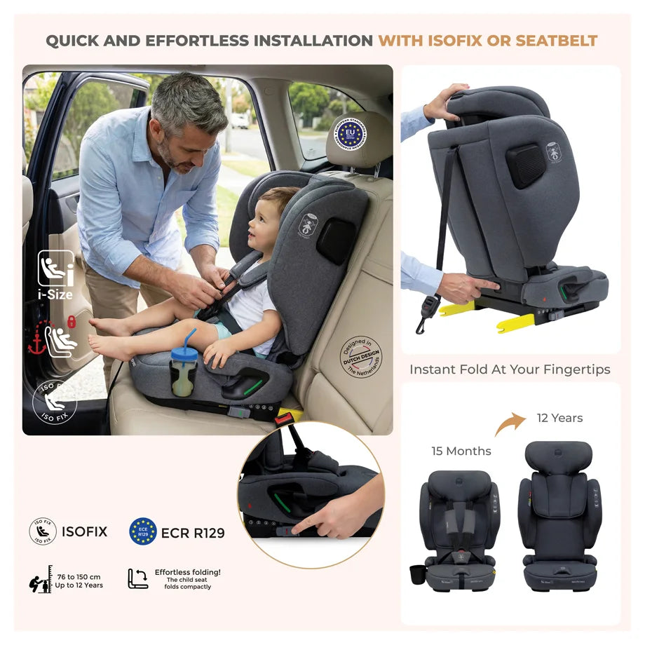Neobreez-i-Gento Compact Air Travel Car Seat Group 1/2/3 (Grey)