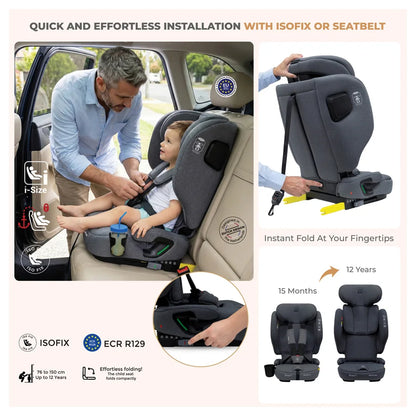 Neobreez-i-Gento Compact Air Travel Car Seat Group 1/2/3 (Grey)
