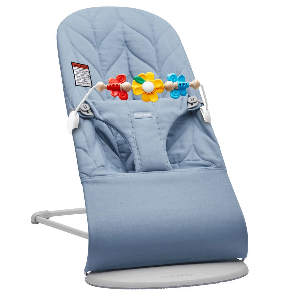 BabyBjörn Bouncer Bliss Cotton, Petal Quilt (Blue) W/ Toy for Bouncer BabyBjörn Bouncer Bliss Cotton, Petal Quilt (Blue) W/ Toy for Bouncer
