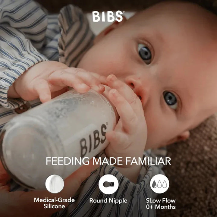 Bibs Baby Bottle Nipple Round Silicone 2 Pack Medium Flow