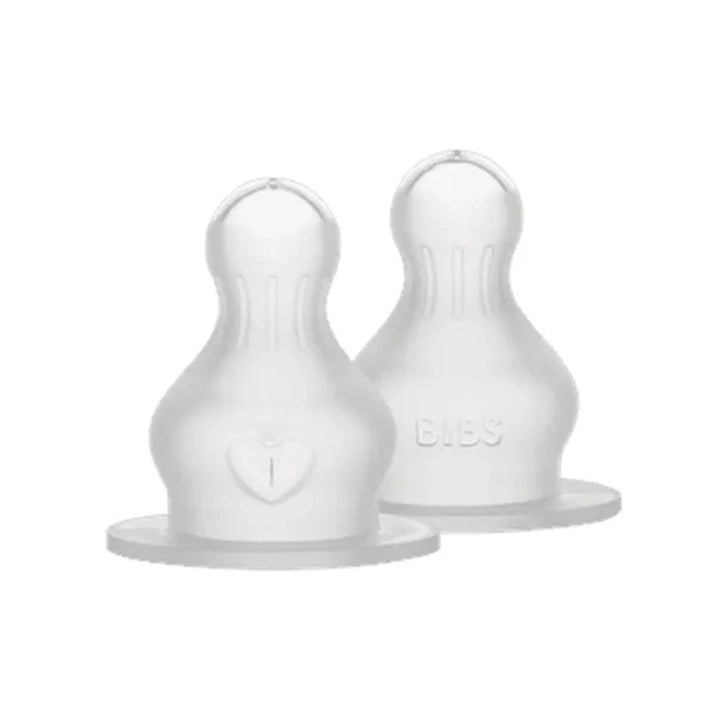 Bibs Baby Bottle Nipple Round Silicone 2 Pack Medium Flow