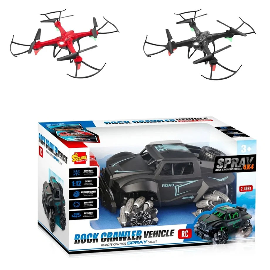 Ssquare 2.4GHz Stunt Drone & Spray Stunt Car Bundle (Ages 8+)