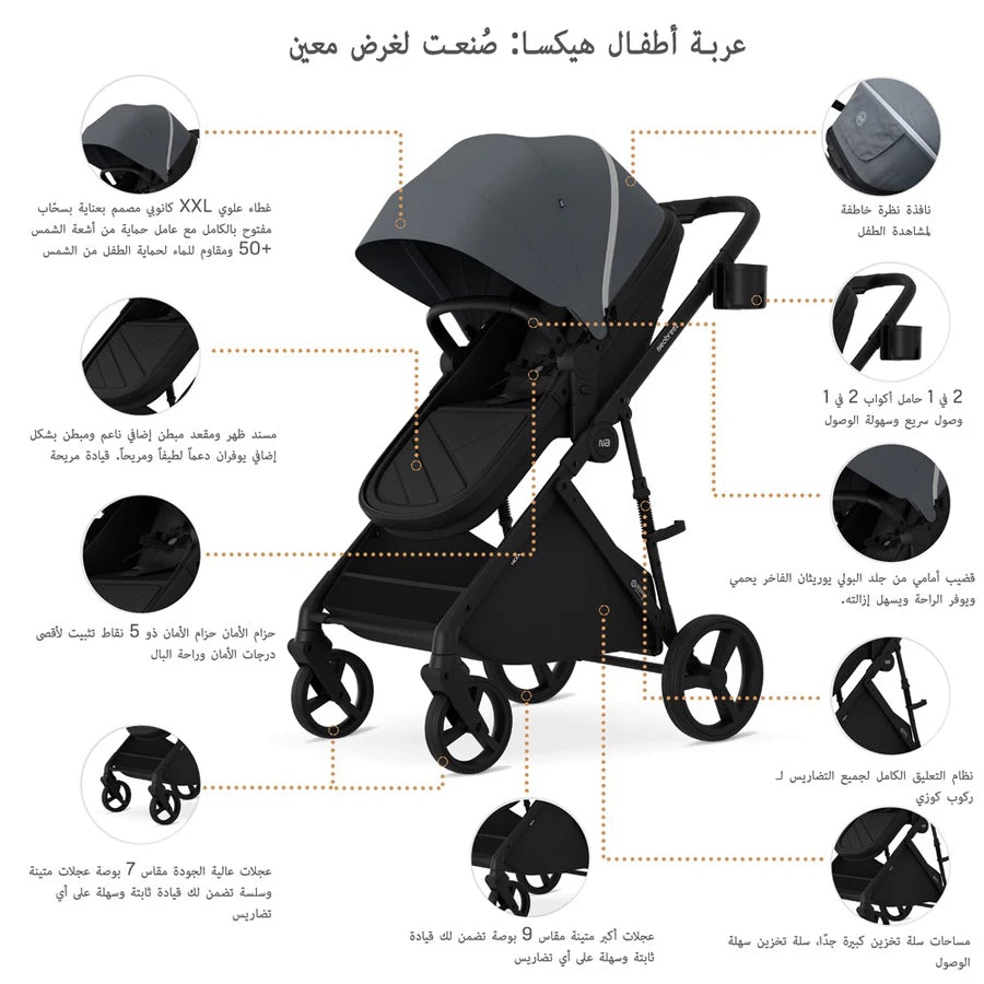 Neobreez Hexa 3X Pram Baby Toddler Stroller with Car Seat