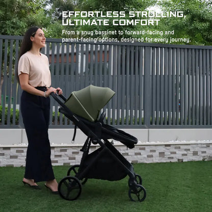 Neobreez Hexa 2-in-1 Convertible Stroller with Bassinet (Olive Green-Black)