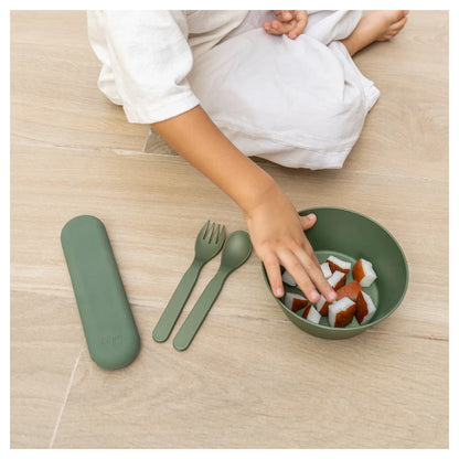 Citron PLA Cutlery Set Of 2 And Case (Green Cream)