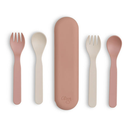 Citron PLA Cutlery Set Of 2 And Case (Pink Cream)