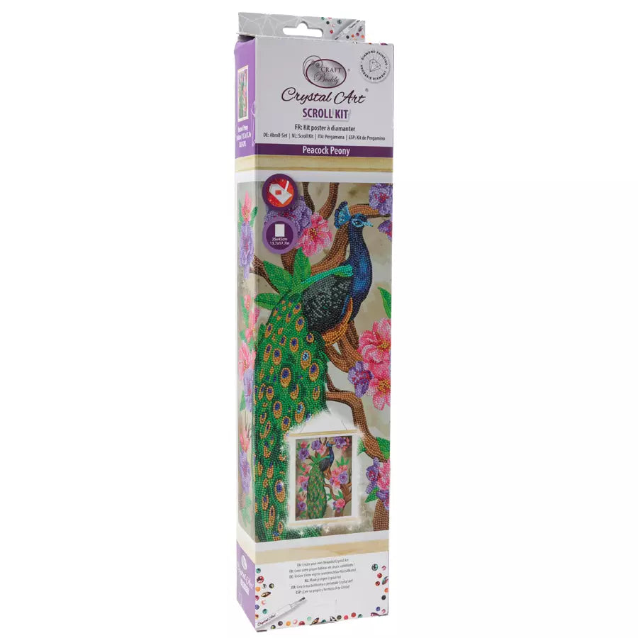 Peacock Peony Crystal Art Scroll Kit Peacock Peony Crystal Art Scroll Kit