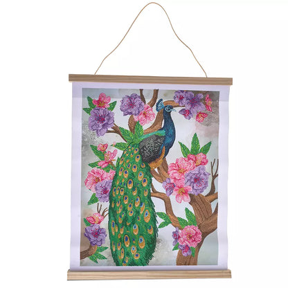 Peacock Peony Crystal Art Scroll Kit
