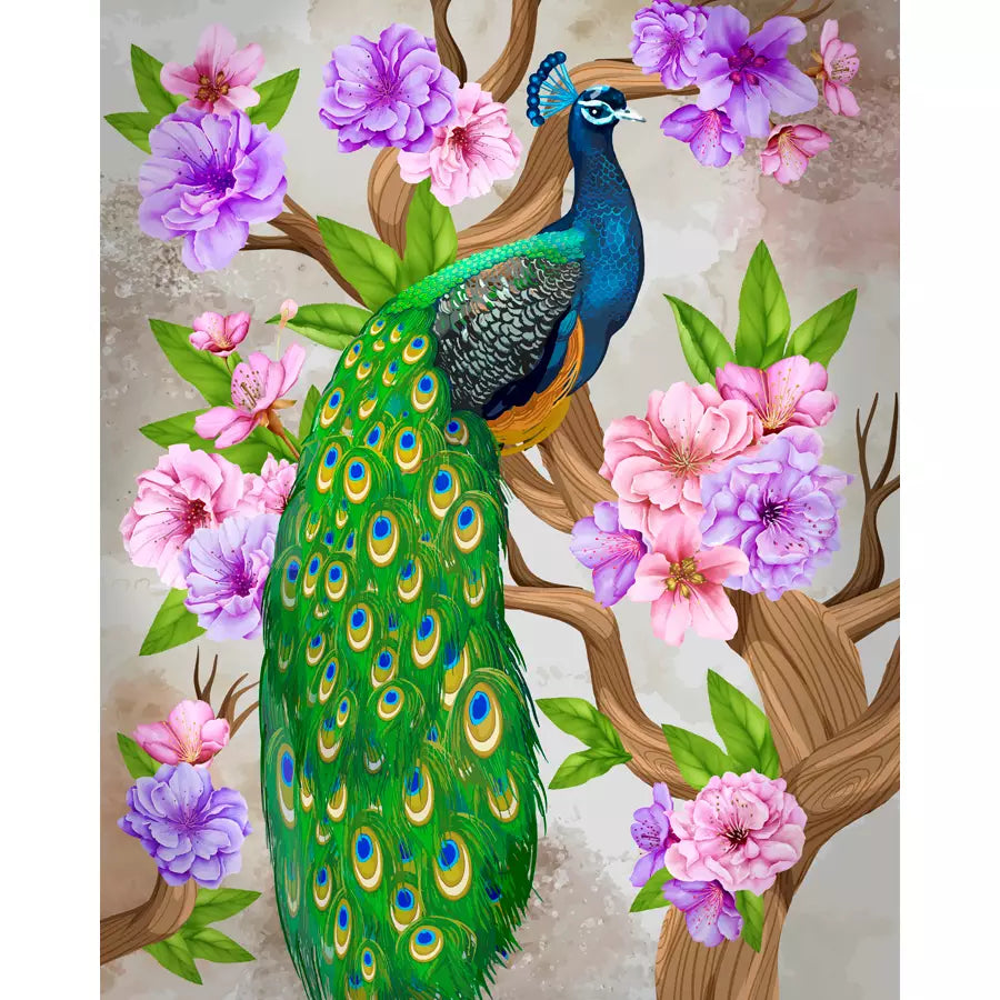 Peacock Peony Crystal Art Scroll Kit Peacock Peony Crystal Art Scroll Kit