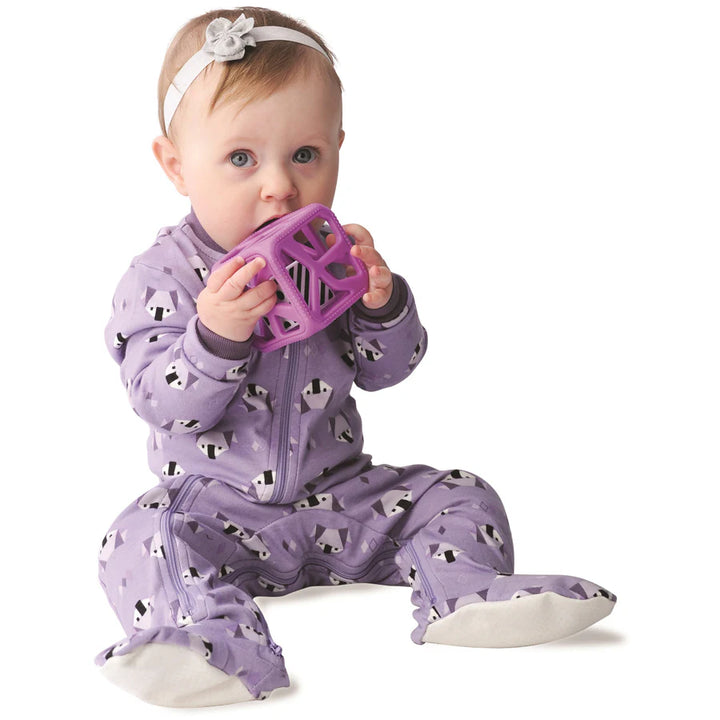 Malarkey Kids Chew Cube Easy Grip Teether Rattle (Purple)