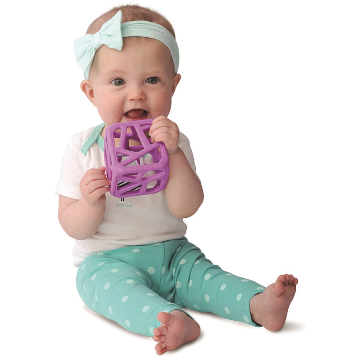 Malarkey Kids Chew Cube Easy Grip Teether Rattle (Purple)