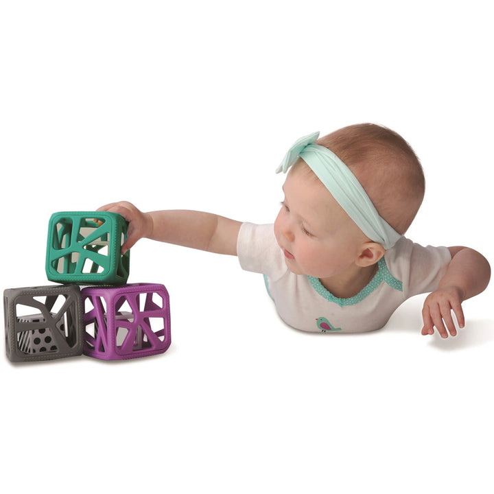 Malarkey Kids Chew Cube Easy Grip Teether Rattle (Purple)