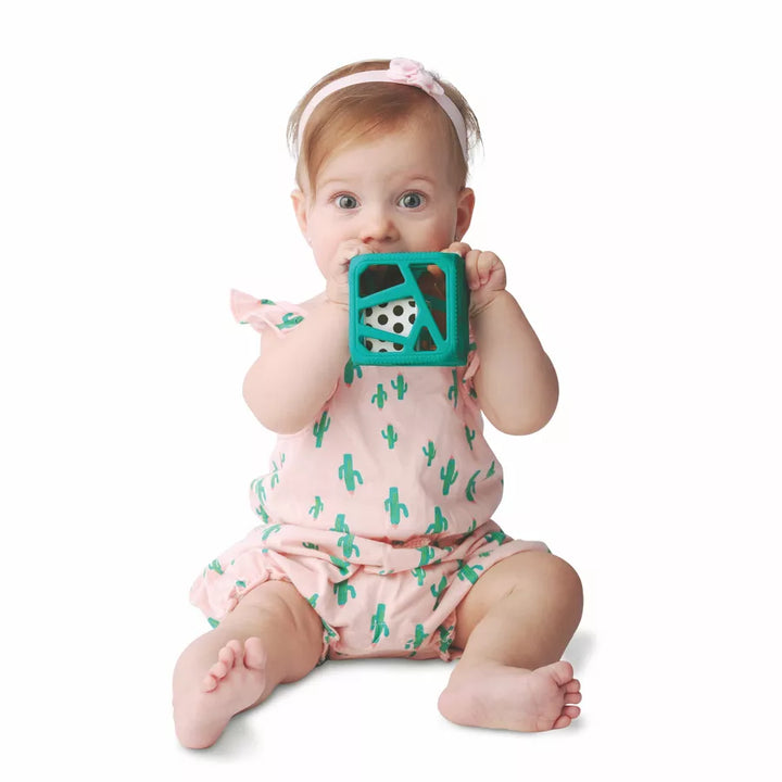 Malarkey Kids Chew Cube Easy Grip Teether Rattle Turquoise