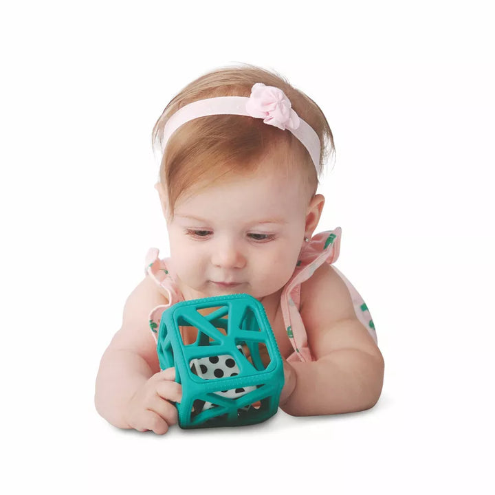 Malarkey Kids Chew Cube Easy Grip Teether Rattle Turquoise