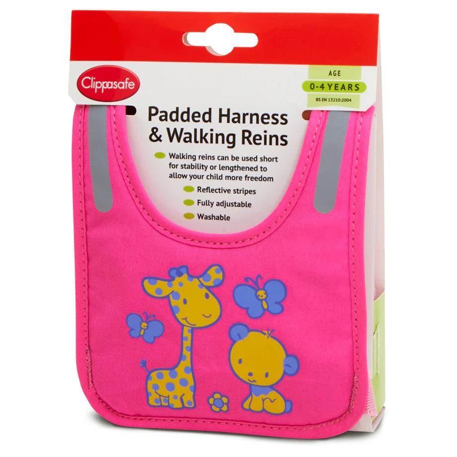 Padded Harness & Reins Giraffe/Bear Motif
