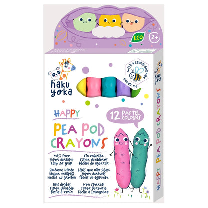 Haku Yoka Happy Pea Pod Crayons 12 Pastel Colours