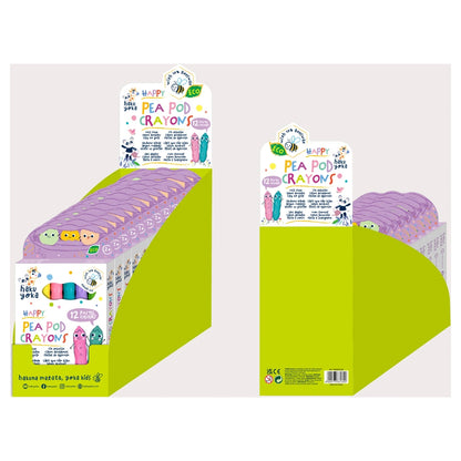 Haku Yoka Happy Pea Pod Crayons 12 Pastel Colours