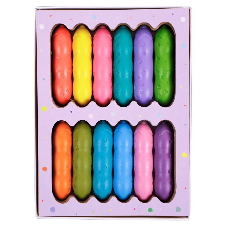 Haku Yoka Happy Pea Pod Crayons 12 Pastel Colours