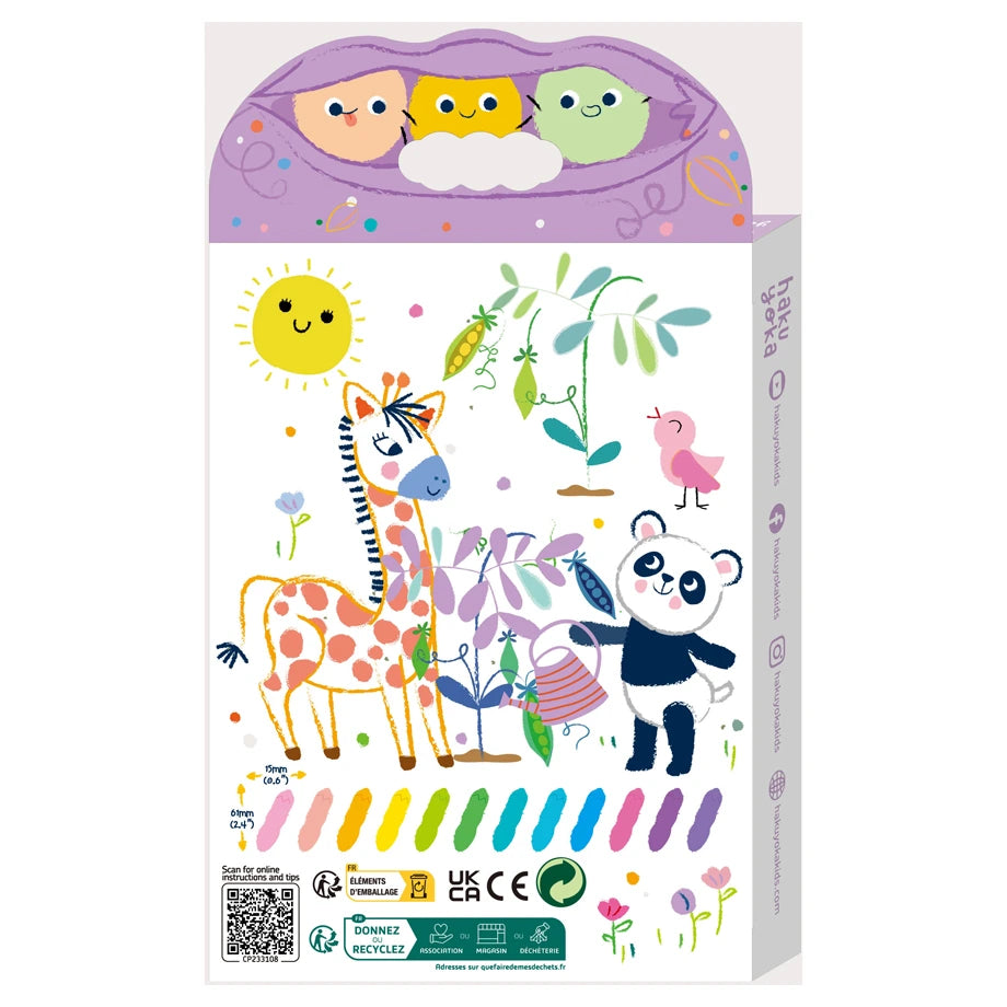 Haku Yoka Happy Pea Pod Crayons 12 Pastel Colours