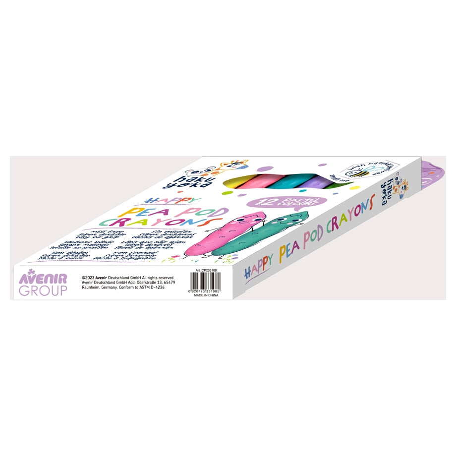 Haku Yoka Happy Pea Pod Crayons 12 Pastel Colours