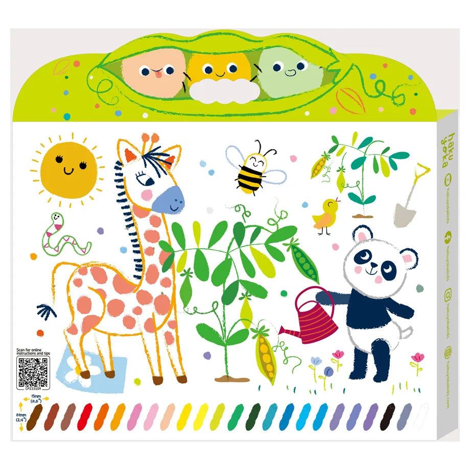 Haku Yoka Happy Pea Pod Crayons 24 Colours