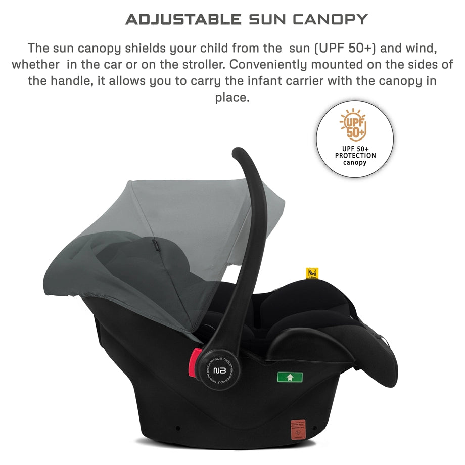 Neobreez Sacro I-Size Lightweight Baby Car Seat Carrier (Grey/Black)