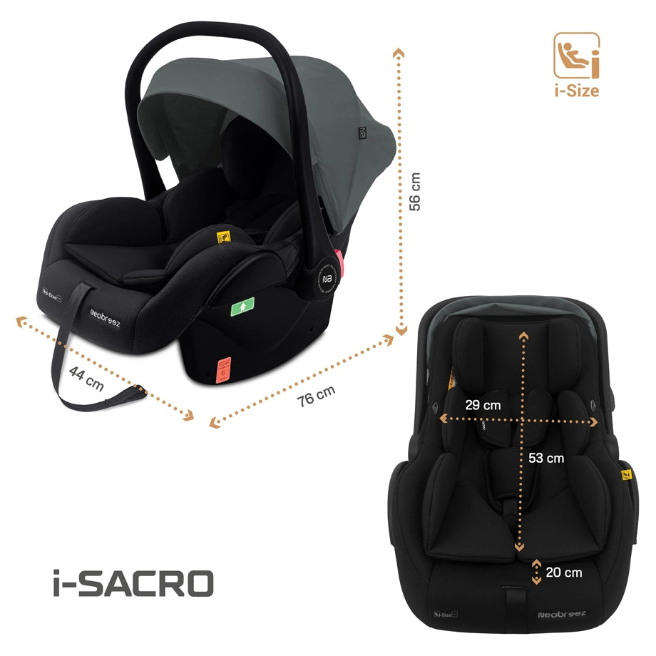 Neobreez Sacro I-Size Lightweight Baby Car Seat Carrier (Grey/Black)