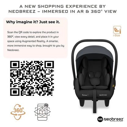 Neobreez Sacro I-Size Lightweight Baby Car Seat Carrier (Grey/Black)
